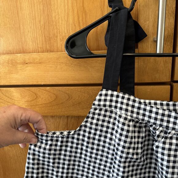 KATE SPADE NEW YORK Mini Gingham Cropped Wide Leg Pajama Set L Pockets Cotton - Picture 3 of 13